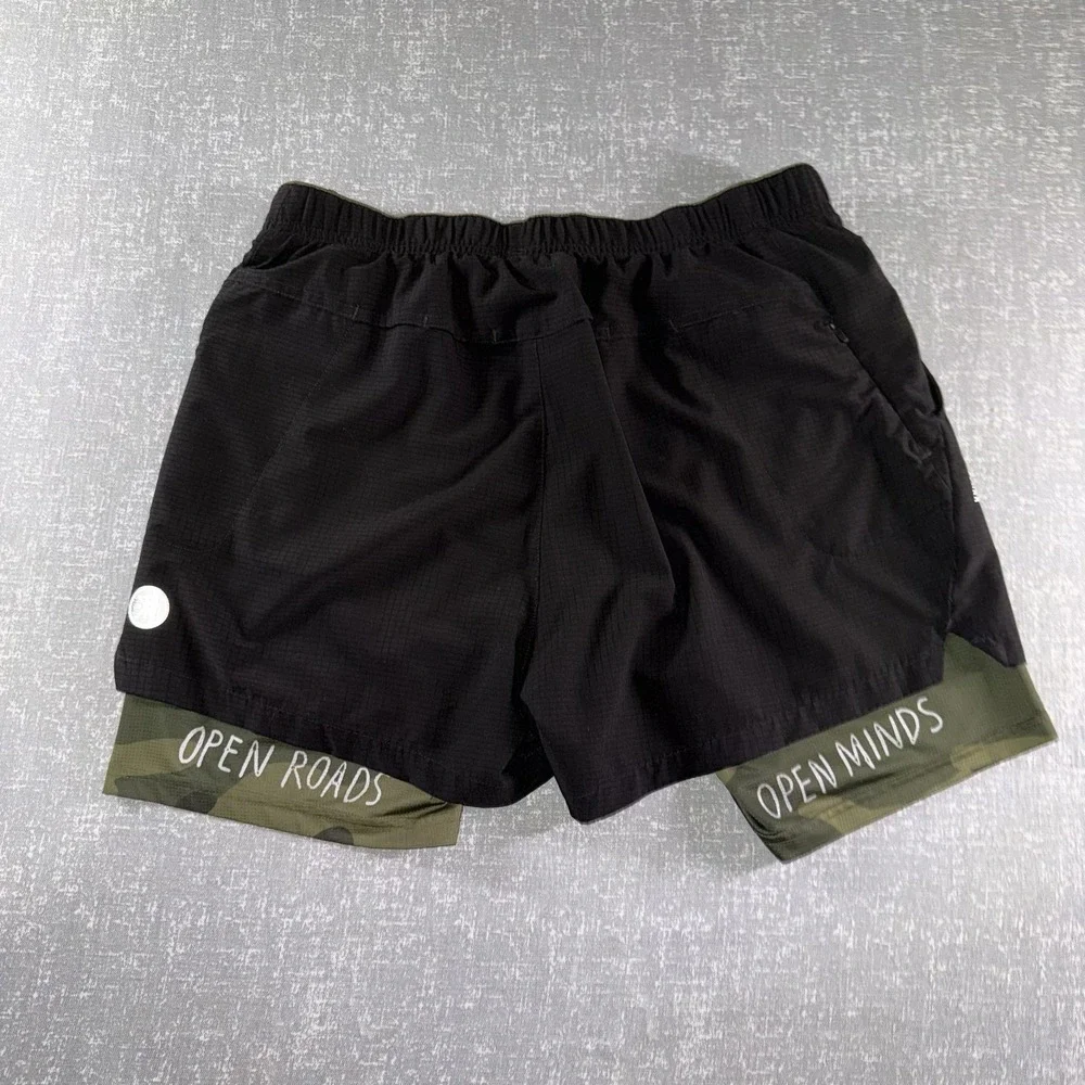 Roark Shorts Mens 33 Black Run Amok 2-in-1 Lined Camo 6 Inseam Athletic Running